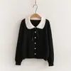 Moda Otoño 2026 Suéter de Punto Estilo Muñeca Japonés para Mujer con Lazo de Encaje, Top Elegante Estilo Francés, Moderno