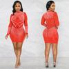 C5693 Europeu e Americano Novo AliExpress Amazon Moda Feminina Sexy Apertado Strass Malha Vestido Transparente