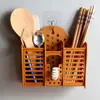 Porta-Hashis de Três Compartimentos, Suporte Espessado de Plástico para Hashis, Ventosa sem Pregos, Escorredor de Talheres Montado na Parede, Cesto Gaiola para Hashis, Utensílios de Cozinha