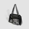 Bolsa de Ombro Transparente Retrô, Bolsa de Mão Estilo JK Japonês Multifuncional Grande Capacidade Couro PU Tote para o Dia a Dia