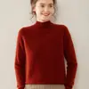 Suéter de Caxemira Engrossado de Cor Sólida de Meia-gola Alta para Mulheres plus size Suéter de Caxemira Solto Manga Raglan Base de Malha Top