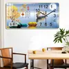 Reloj Silencioso Moderno Creativo Pintura Decorativa Reloj de Pared con Calendario Sala de Estar Comedor Pintura de Pared Mural de Pared para el Hogar Sin Taladro