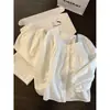 Pijama de Algodão Puro com Renda Branca Francesa Costurada para Mulheres 2026 Novo Estilo Primavera e Outono Conjunto de Roupa para Casa em Gaze de Algodão Dupla Camada para Usar por Cima