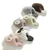 Pantuflas de Algodón con Pelo y Lazo para Mujer 2026 Nuevas Otoño Invierno Cálidas Antideslizantes Zapatos Postparto Hogar Interior Invierno