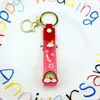 Chaveiro Criativo Desenho Animado Cor Transparente Arco-Íris PVC Borracha Macia Corda de Couro Bolsa de Boneca Frasco de Óleo Flutuante Acessórios para Pendurar