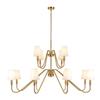Lámpara de araña nórdica americana, estilo rural pastoral moderno, sencilla, para comedor, sala de estar, dormitorio, estudio, tela de lino, 12 luces colgantes