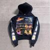Sudadera con Capucha Americana Moderna Estampada Personalizada Retro Urbana Cremallera Holgada Estilo Hip-Hop para Hombre y Mujer