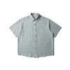 Beijie Camisa Xadrez de Manga Curta Bordada com Bolso Estilo Americano Marca de Moda Masculina 2025 Verão Novo Camisa de Casal Masculina