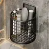 Estante de almacenamiento para peines de baño, soporte para cepillo de dientes y maquinilla de afeitar para lavabo, caja de almacenamiento de baño montada en la pared sin perforaciones