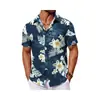 Camisa masculina nova de manga curta com estampa 3D, cardigã casual de praia havaiano com gola reversa, personalizável com seu próprio design