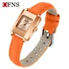 Reloj de Mujer Ofns Amazon Impermeable Lujo Ligero Cuadrado Pequeño Reloj de Cuarzo Casual de Negocios para Mujer Artículo Popular Transfronterizo
