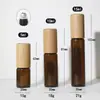 Frasco Rolo Transparente Marrom 10ml para Perfume Óleo Essencial Vidro Vazio Frasco Rolo Óleo Essencial Sub-Frasco Tampa com Textura de Madeira