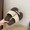 Pantuflas para Exterior Verano Nuevo Estilo Coreano Lino Estilo Vacacional Sandalias Retro Suaves de Piso Plano Sandalias de Playa para la Orilla del Mar