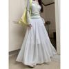 Saia plissada elegante e suave estilo francês feminina 2025 início da primavera novo estilo saia longa drapeada linha A saia guarda-chuva grande