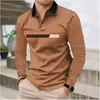 Otoño Invierno Clásico Casual para Hombre Tela Piqué Moderna Color Sólido Cuello de Solapa para Hombre Cuello de Solapa Simple Deportivo Manga Larga