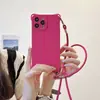 Amazon para Apple 14promax cordão de silicone para pescoço com alça transversal capa de celular de cor sólida com quatro cantos 13