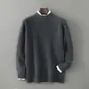 Suéter de Lana Pura Nuevo Otoño/Invierno Baicai Rong para Hombre de Cuello Semi Alto Tejido de Punto Simple Casual de Negocios Camiseta Base de Punto