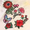 Etiqueta de bordado por computadora, pegatinas de parche de flor de rosa, etiquetas de tela populares europeas y americanas, accesorios de ropa, cuentas manuales, pegatinas de tela bordadas DIY