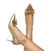 Zapatos de tacón alto de punta fina con lazo estilo francés para mujer, cómodos y versátiles, sexys y elegantes, sandalias de punta cerrada para mujer para combinar con vestidos