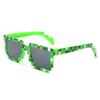 Gafas de Sol de Fiesta Exageradas a Cuadros Mosaico Verde Azul Morado Marco para Fotografía y Combinación de Escenario