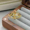 Anel Aberto Vintage com Pedra Zircônia Rosa Nicho Luxo Leve High-End Anel Empilhável Totalmente Cravejado de Diamante para Mulheres