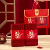 Toalha de Casamento, Noivado e Evento Feliz, um Par de Palavras Vermelhas de Casamento, Caixa de Presente com Toalha Vermelha para o Dote da Noiva, Suprimentos de Casamento