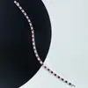 Brazalete de Tenis de Plata con Rubí Cultivado Moissanita de 3 mm de Cuatro Garras, Mismo Estilo Clásico de Xiaohongshu, Lleno de Diamantes, Versátil para Apilar