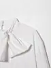 Comércio Exterior Transfronteiriço Moda Feminina Outono e Inverno 2025 Estilo Europeu e Americano Camisa de Popeline com Detalhe de Laço de Botão Único para Mulheres