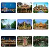 Imán de Refrigerador de Vidrio Paisaje de Xishuangbanna Jardín Manting Estilo Dai Pagoda Budista Rojo-Marrón Souvenir Turístico Cultural y Creativo Magnético