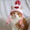 Dia dos Namorados feito à mão malha de lã animal de estimação chapéu de estimação chapéu amor férias orelha chapéu tiro swing adereços