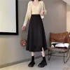 Falda Larga Irregular de Mujer de Cintura Alta de Longitud Media, Falda Paraguas Adelgazante, Nueva Falda Negra de Media Longitud, Nueva Falda de Línea A de Primavera y Otoño 2026