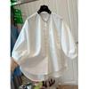 Estilo Casual de Alta Qualidade Estilo Francês Gola Redonda Tamanho Grande Manga Curta Camisa Blusa Solta para Mulheres Novo Estilo 2026 A3816