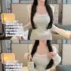 Suéter de Tricô Manga Longa com Decote em U e Strass Estilo Coreano, Novo Modelo Outono e Inverno, Camada Base Ajustada na Cintura, Top Pura Desejo Céu Estrelado