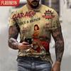 Camiseta Casual de Manga Corta para Hombre 2024 Europea y Americana para Exteriores con Estampado 3D, Explosiones Guapo, Celebridad de Internet, Casual Holgada, Estilo Hong Kong