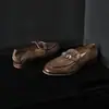 Mocasines para Mujer con Hebilla Plateada en Piel de Caballo, Nuevo Estilo Otoño, Piel Genuina por Dentro y por Fuera, Punta Redonda, Zapatos Planos Bajos de Media Caña
