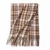 Bufanda de Cuadros Estilo Británico con un Toque Elegante para Mujer, Bufanda de Otoño e Invierno, Bufanda Artística Larga Cálida Engrosada para Cuello para Parejas
