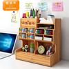 Caja de Almacenamiento Estilo Nórdico de Madera Caja Organizadora de Marcadores de Escritorio Caja Plegable de Oficina con Múltiples Compartimentos de Madera