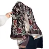 Bufanda floral de comercio exterior para mujer, bufanda larga versátil para otoño e invierno, chal de cachemira sintética, bufanda al por mayor, transfronterizo