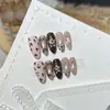 Dai Risen [Estrela Fria Doce] Unhas Vestíveis Totalmente Feitas à Mão Estampa de Leopardo Rosa Manicure Olho de Gato Francês Unhas Postiças