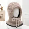 Gorro de Punto Estilo Coreano Otoño Invierno Etiqueta en Inglés Gorro de Lana Versátil para Mujer Circunferencia de Cabeza Grande Protección para los Oídos Gorro para Clima Frío Gorro de Tejer Hace que la Cara Parezca Más Pequeña