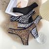 Exportação Transfronteiriça Nova Sexy Recorte Estampa de Leopardo Zebra Roupa Íntima Feminina Respirável Fio Dental Elástico Cintura Baixa Calcinha T 204