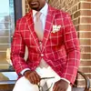 Blazer de Xadrez Masculino de Linha Única com Dois Botões Personalizado para Exportação Transfronteiriça, Blazer Casual Slim Masculino