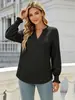 Tienda independiente de Amazon primavera-verano nueva ropa de mujer blusa casual con bordado hueco y cuello en V con mangas de campana de encaje para mujer