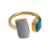 Anel de Esmalte Color-Blocking Morandi para Mulheres, Anel Aberto Retro Artístico de Nicho, Moda Única com Sensação de Luxo, Anel para o Dedo Indicador