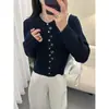 Conjunto Estilo Coreano con Cárdigan de Punto de Cuello Solapa para Mujer, Nueva Colección Primavera 2026, Chaqueta Suéter Fina Versátil con Diseño Elegante