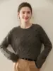 Nuevo Suéter de Punto Trenzado Cuello Redondo Tres Hilos Textura Simple Versátil Otoño e Invierno 25 Suéter de Cachemir Suéter para Mujer Base