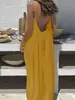 Vestido Largo de Color Sólido Fruncido de Seda Hielo Amazon 2026 con Espalda Descubierta y Volantes Vestido de Playa para Vacaciones Vestido Holgado para Casa