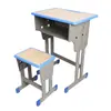 Conjunto de Mesa e Cadeira para Sala de Aula Escolar, Mesa de Estudante com Altura Ajustável, Mesa e Cadeira de Estudo em Madeira Maciça