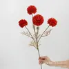 Cores Retrô de Outono Crisântemo de Bola Flor Artificial Haste Única Bola de Cardo Dente-de-leão Decoração de Arranjo de Flores para Casa Sala de Estar Decoração de Casamento Transfronteiriço