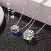 Colar Aurora açúcar de prata de lei s925 pingente cubo de cristal austríaco feminino Corrente mágica clavícula joia de prata